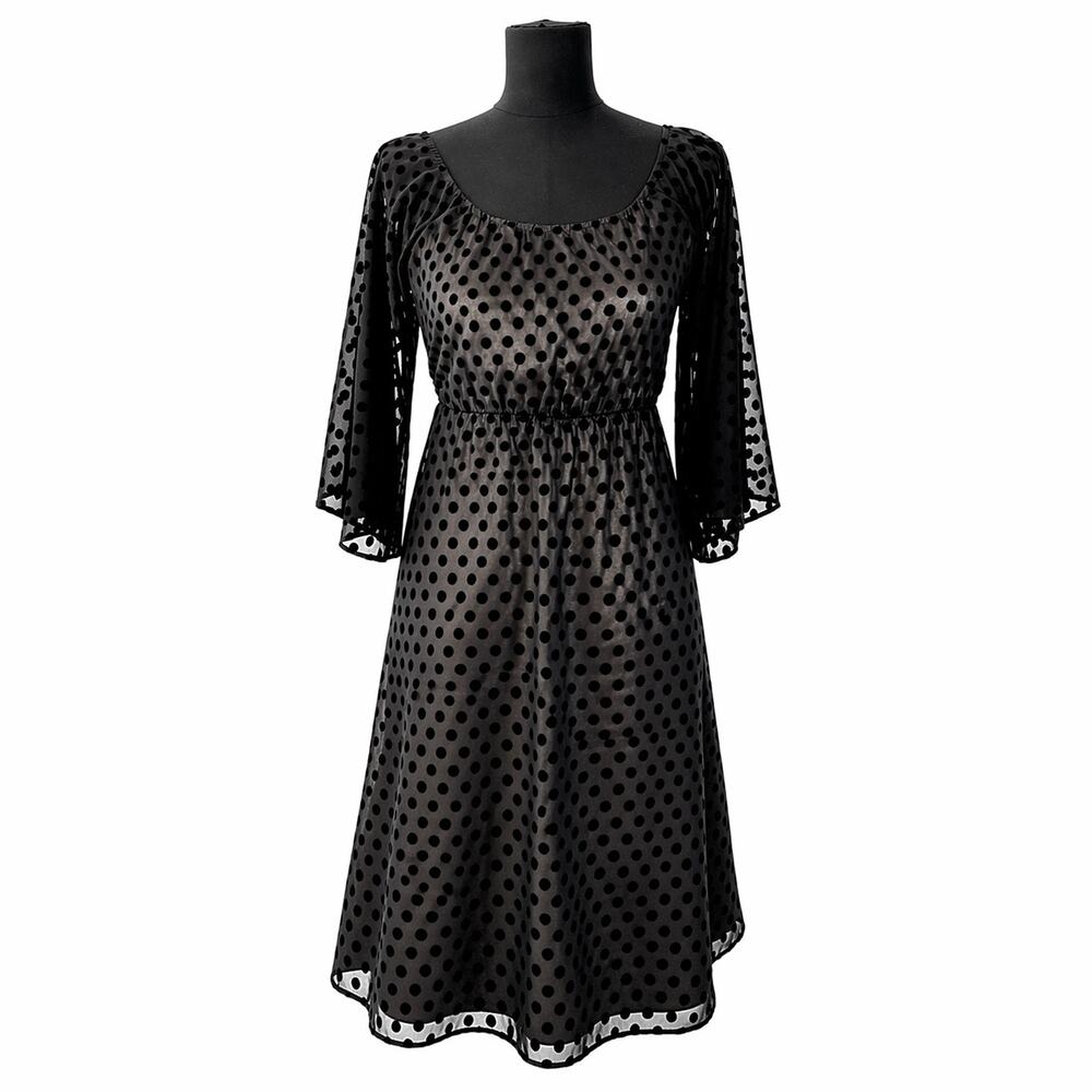 Judith March Black Polka Dot Fit & Flare Dress Women's Small